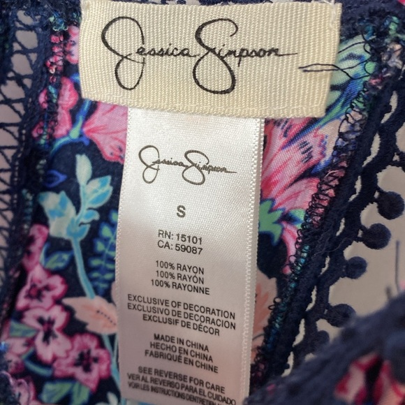 Jessica Simpson Navy Floral Dress - Boho - small - halter neck - tassel accents - Picture 2 of 5